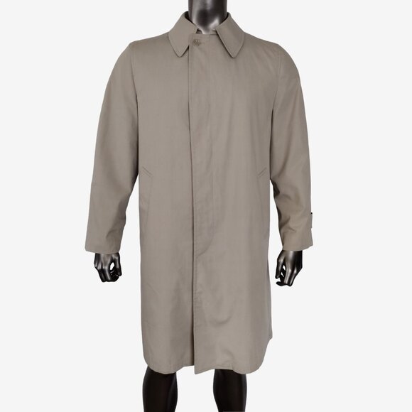 Vintage London Fog Khaki Button Down Trench Coat With Faux Fur Liner 40L - Picture 1 of 15